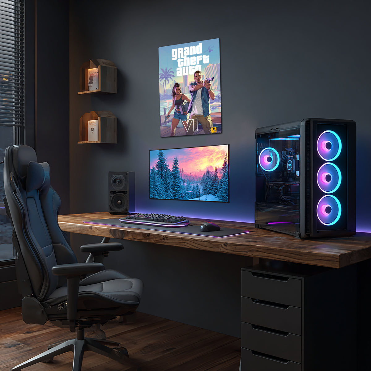 GTA 6 Duo metal print magnetic mounting detail