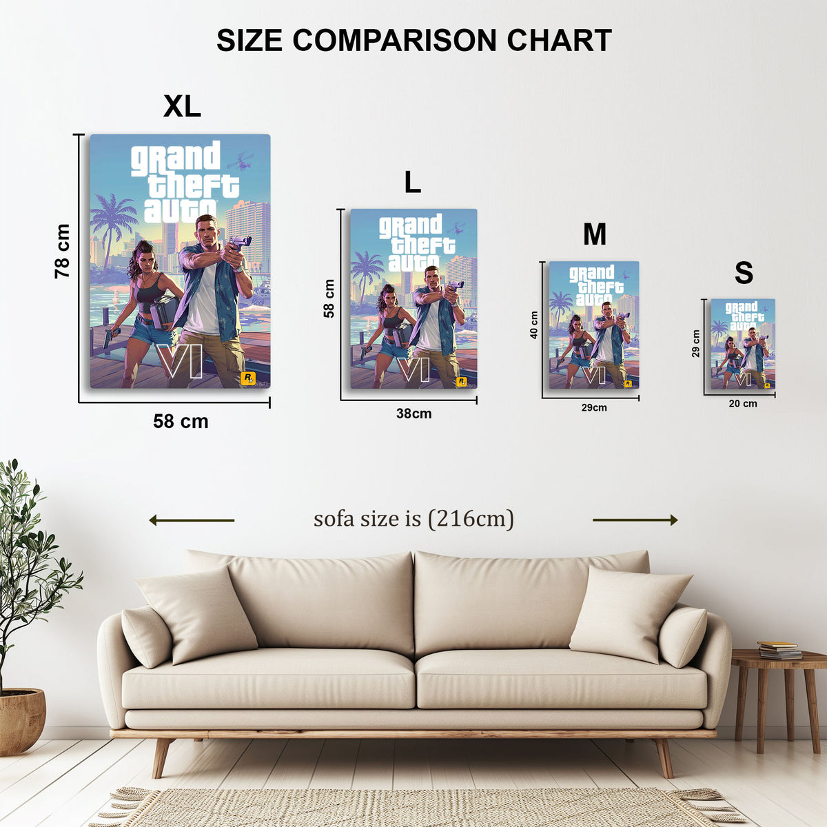 GTA 6 Duo metal wall art in styled room setting