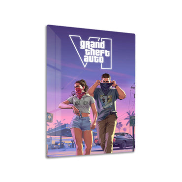 GTA 6 Getaway metal poster on living room wall