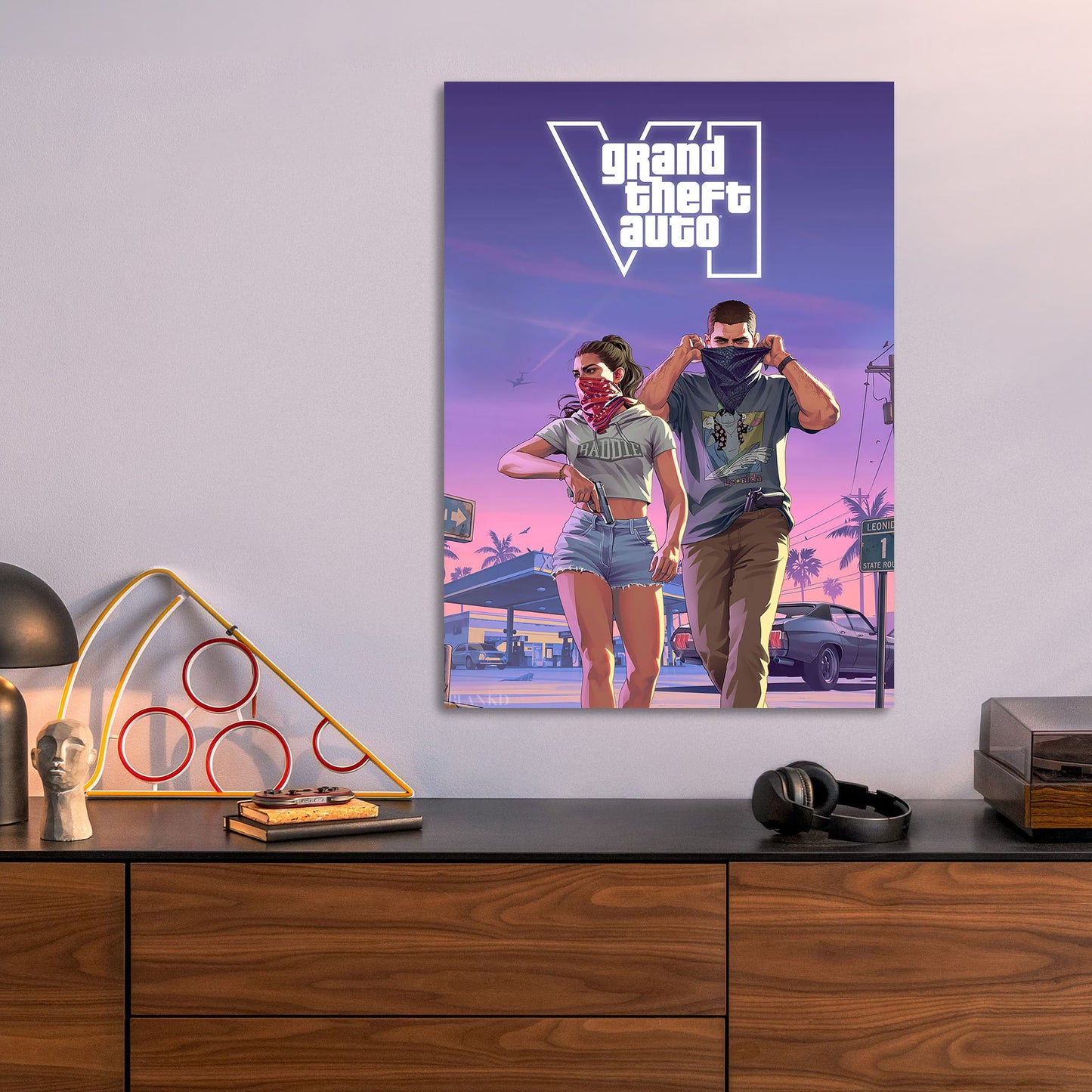 GTA 6 Getaway metal poster size comparison