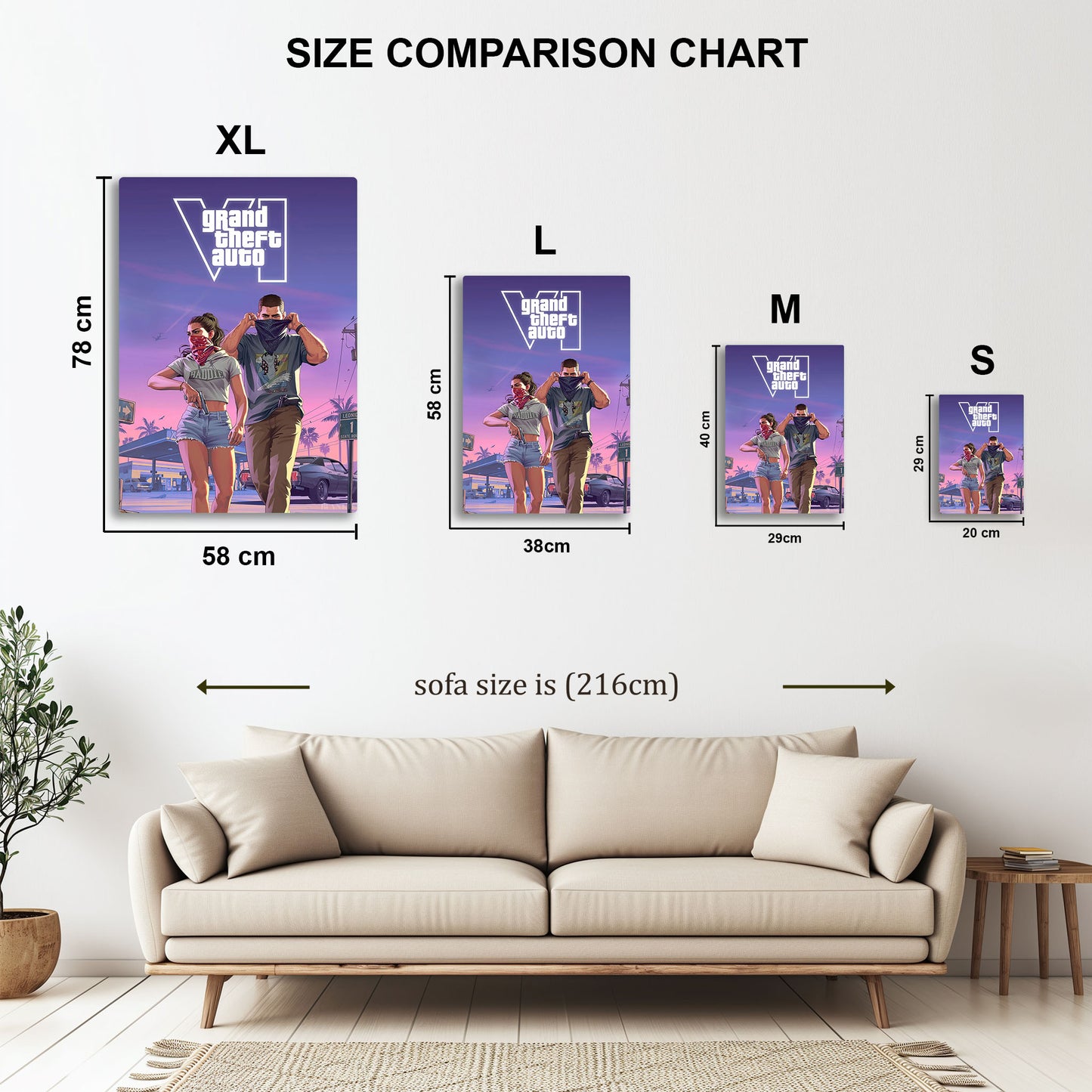 GTA 6 Getaway metal wall art in styled room setting