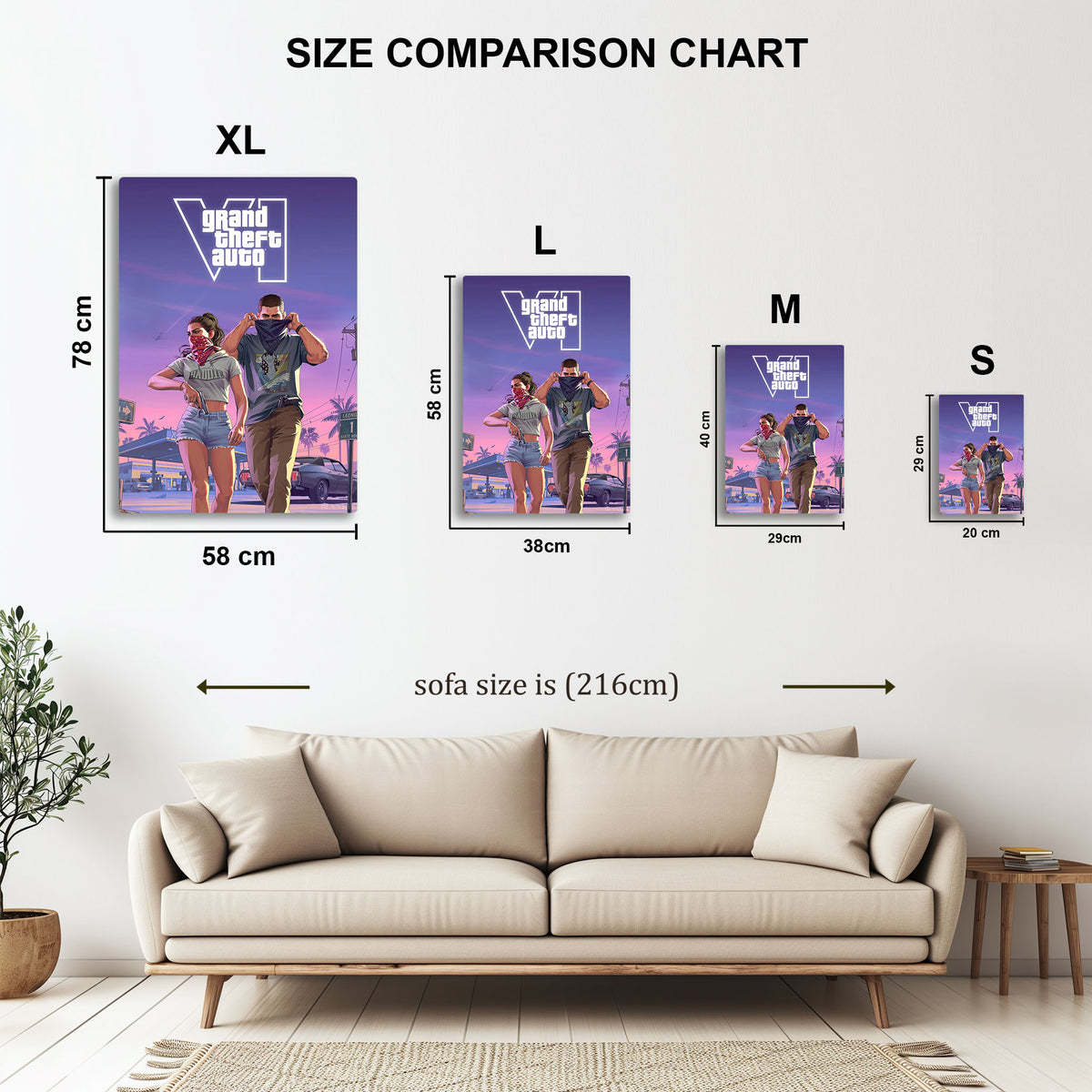 GTA 6 Getaway metal wall art in styled room setting