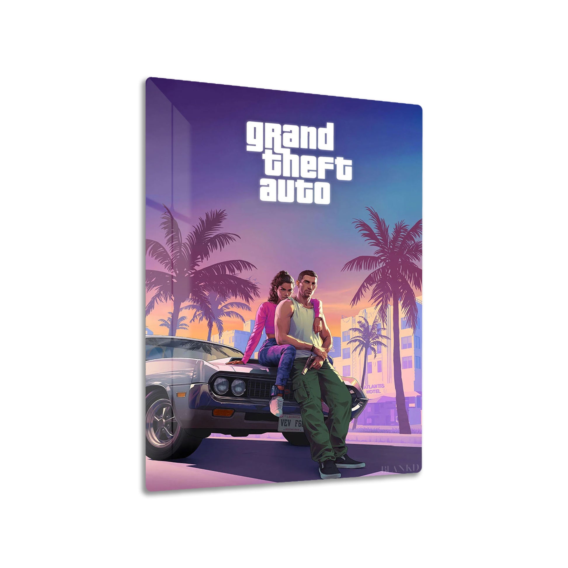 GTA 6 Palms metal poster on living room wall