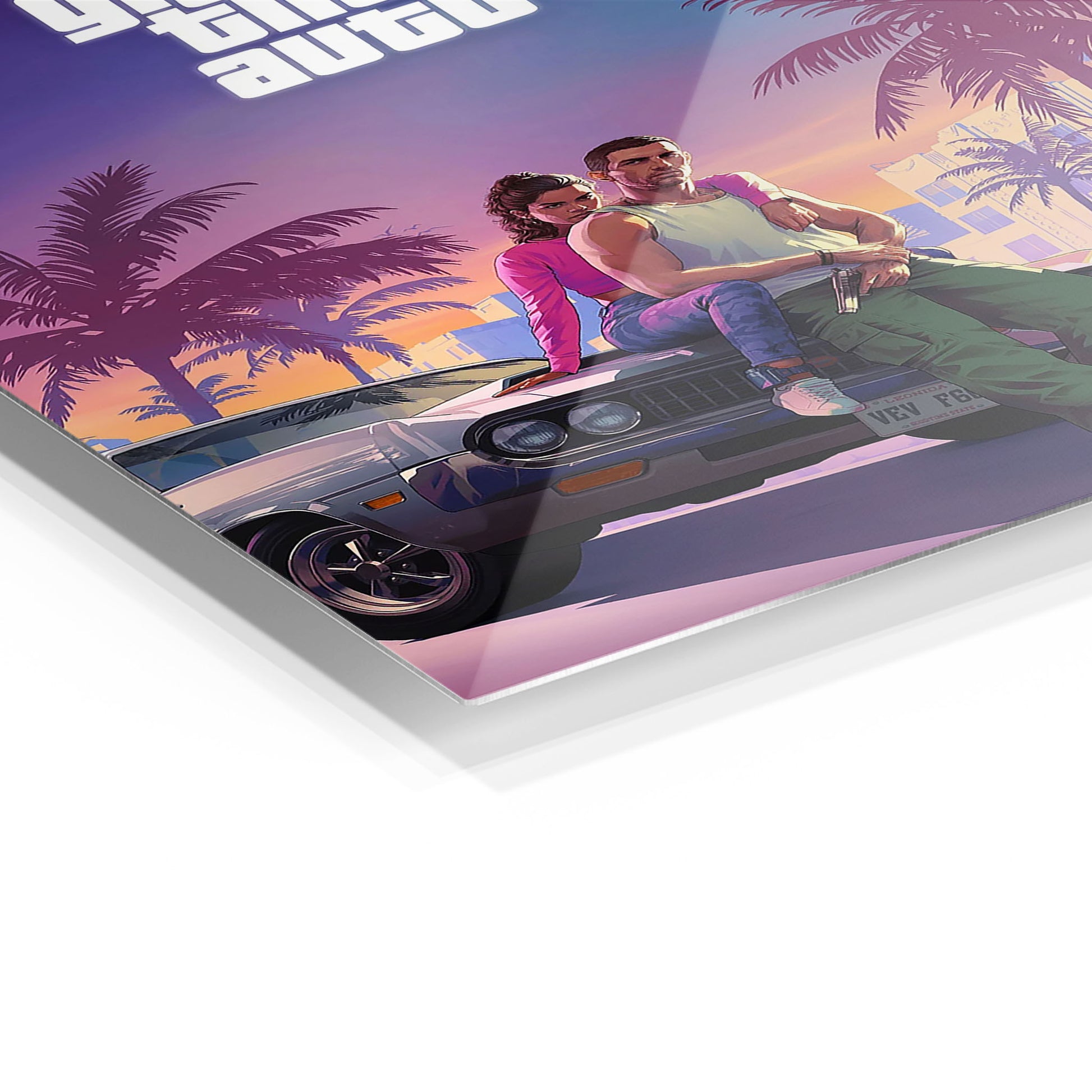 GTA 6 Palms metal wall art in a modern interior
