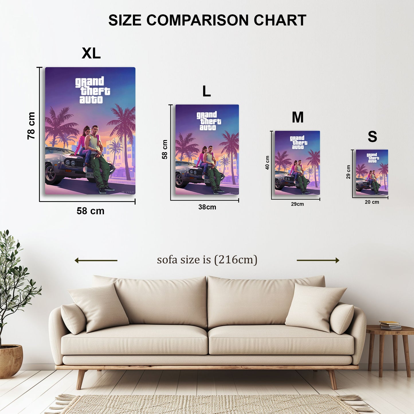 GTA 6 Palms metal wall art in styled room setting