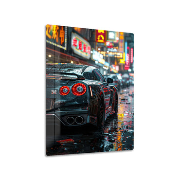 Nissan GT-R R35 Street metal poster on living room wall