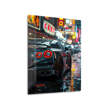 Nissan GT-R R35 Street metal poster on living room wall