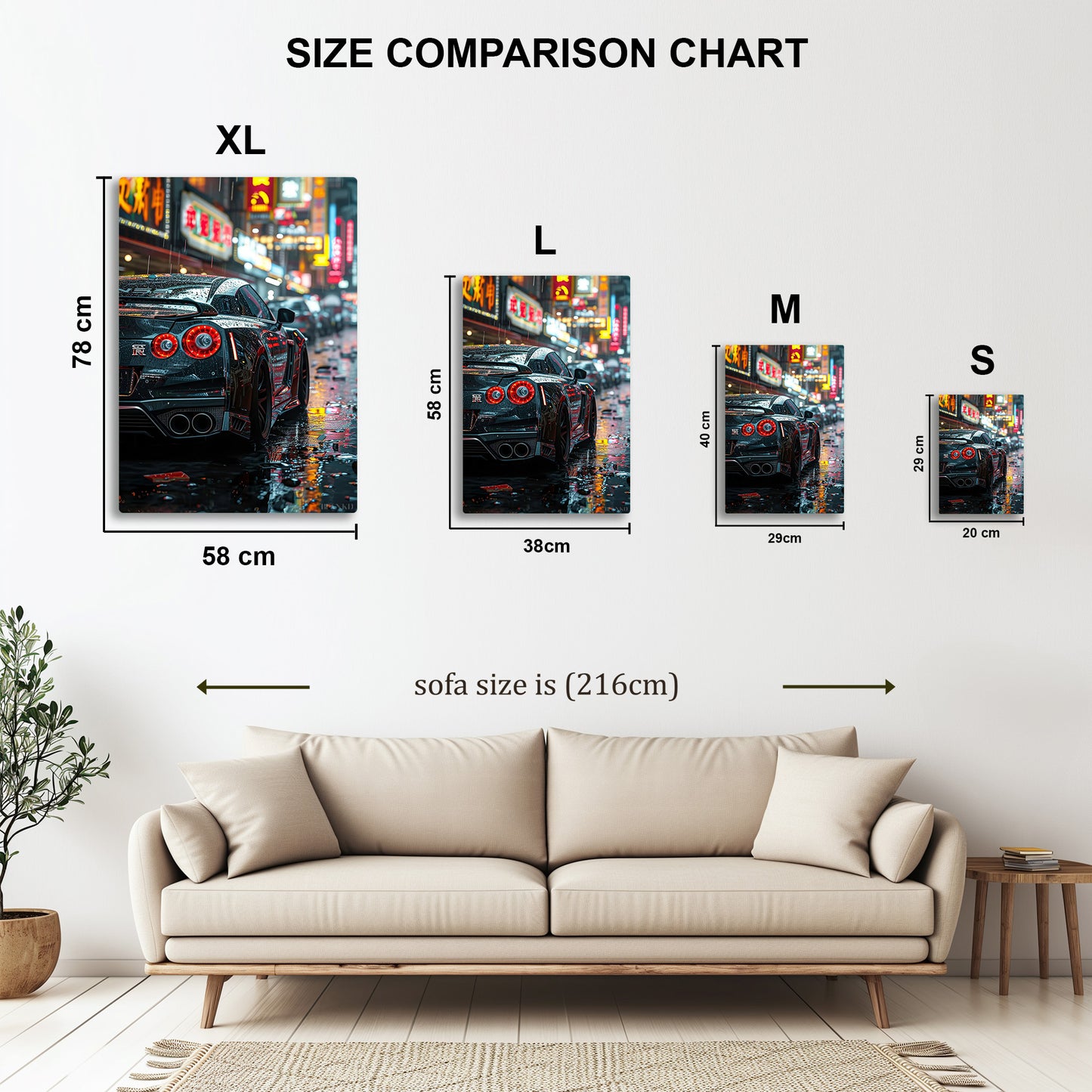 Nissan GT-R R35 Street metal wall art in styled room setting