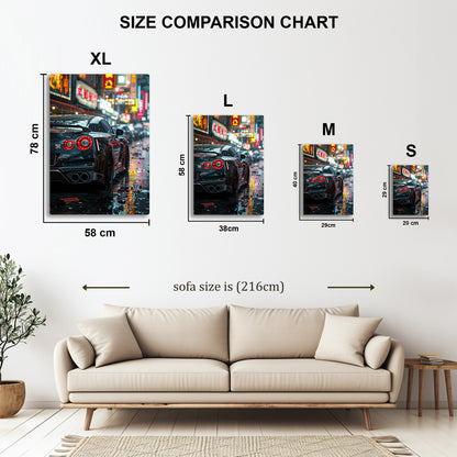 Nissan GT-R R35 Street metal wall art in styled room setting