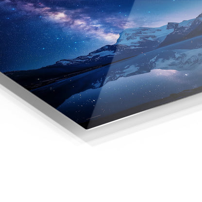 Galaxies Reflection metal wall art in a modern interior