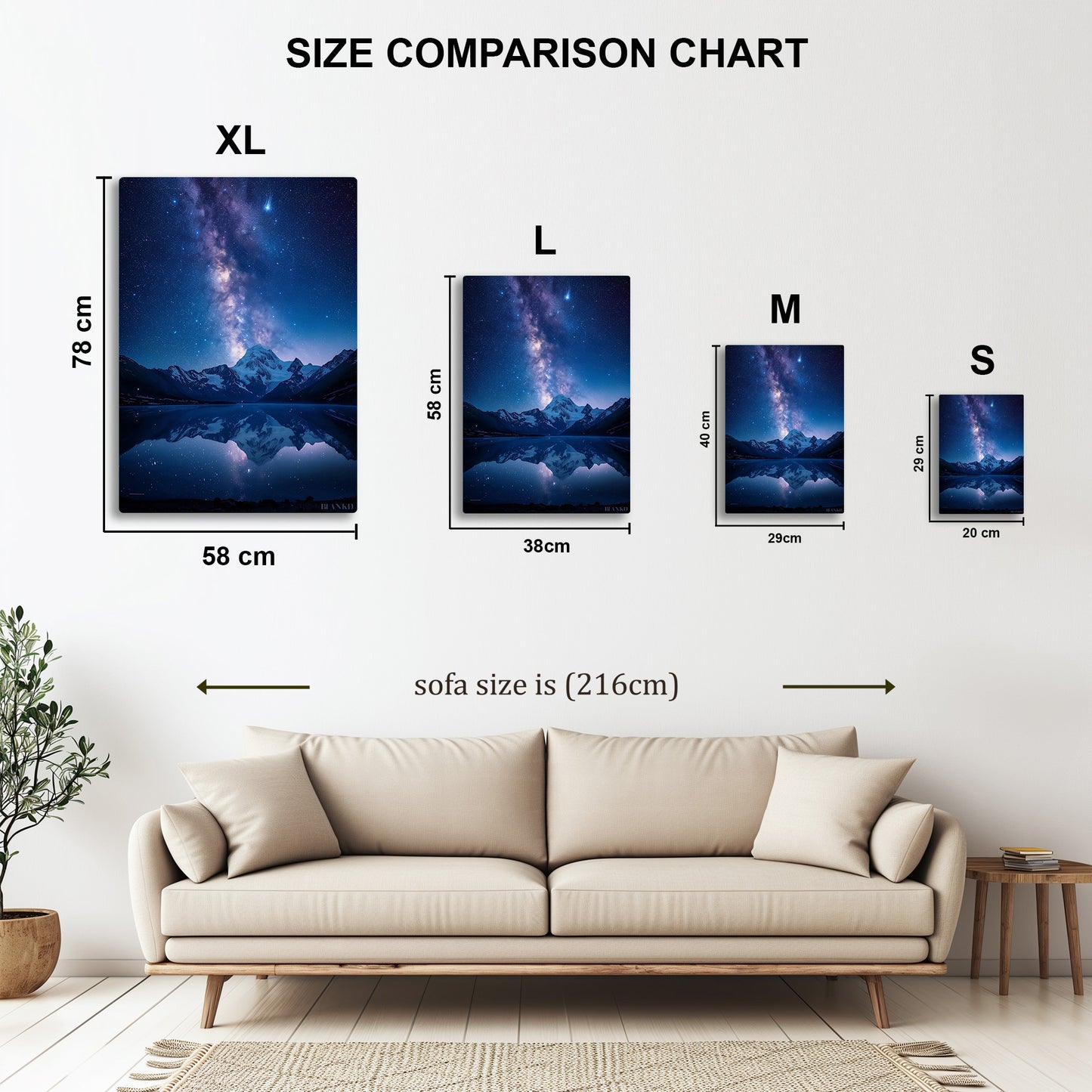 Galaxies Reflection metal wall art in styled room setting