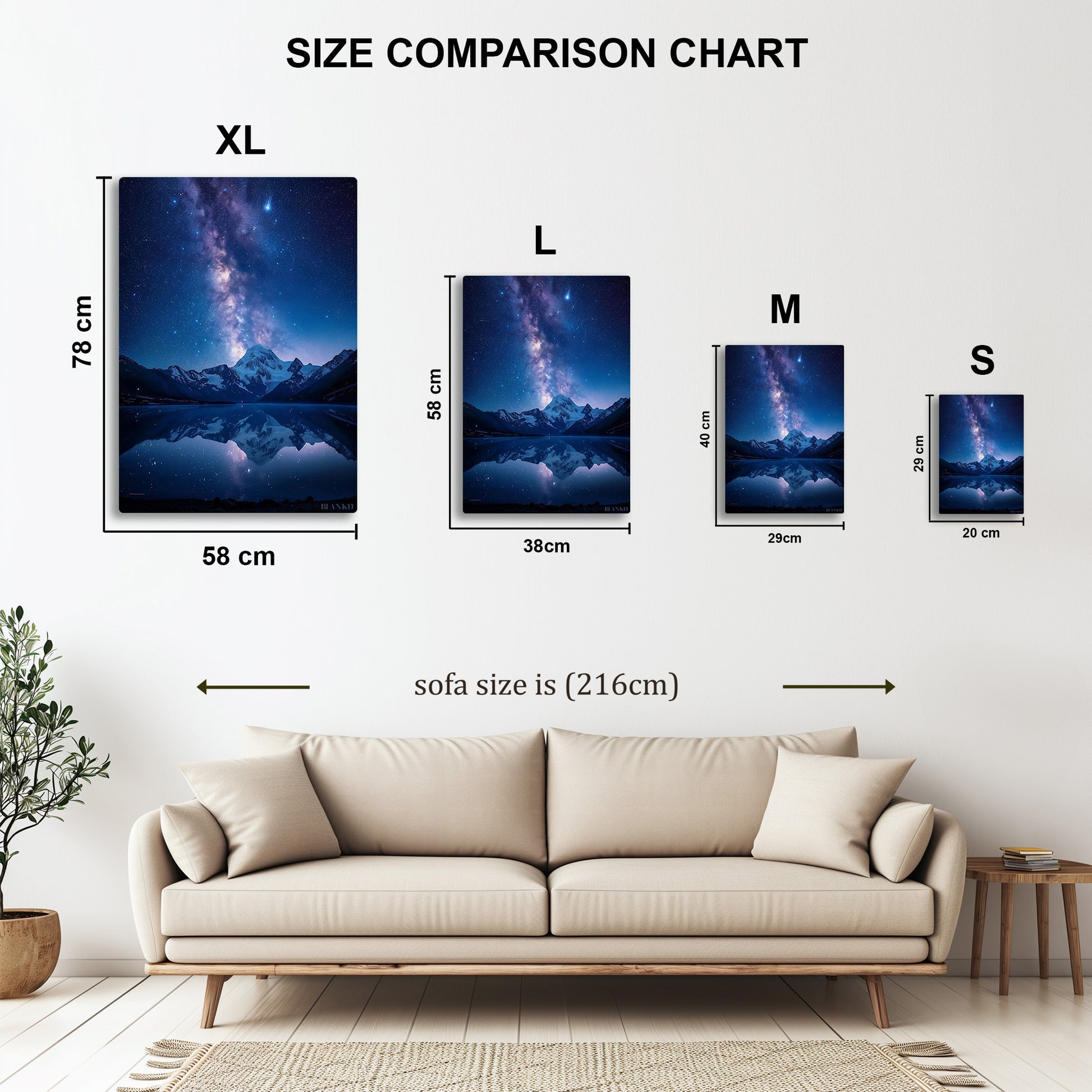 Galaxies Reflection metal wall art in styled room setting