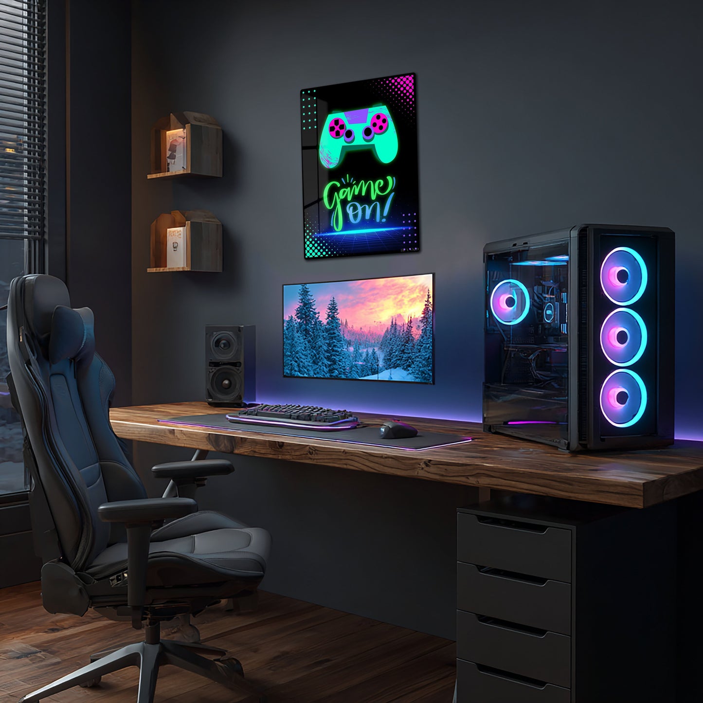 Game On Neon Gamer Art