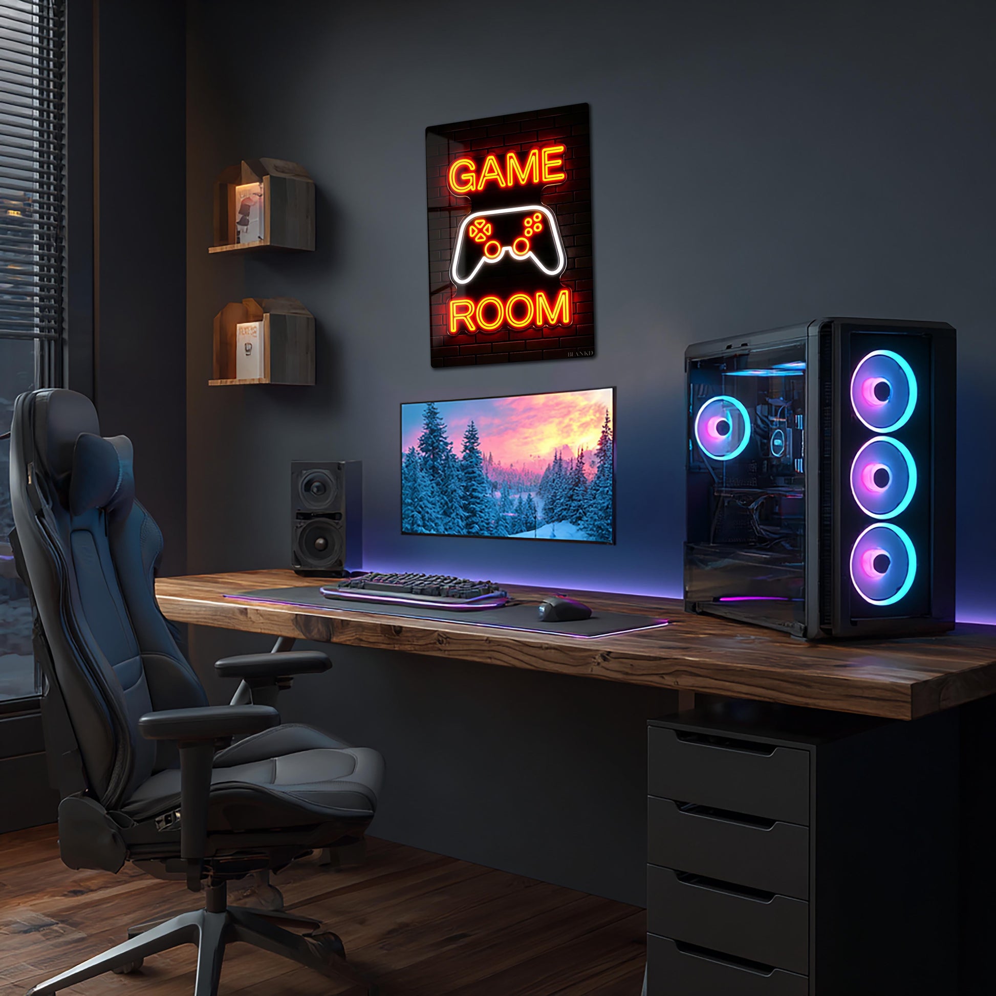 Game Room Neon Sign metal poster