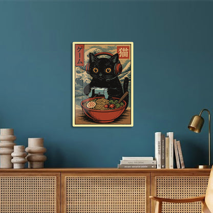 Gamer Cat With Ramen