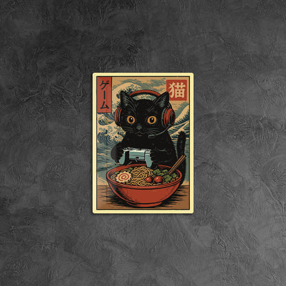 Gamer Cat With Ramen