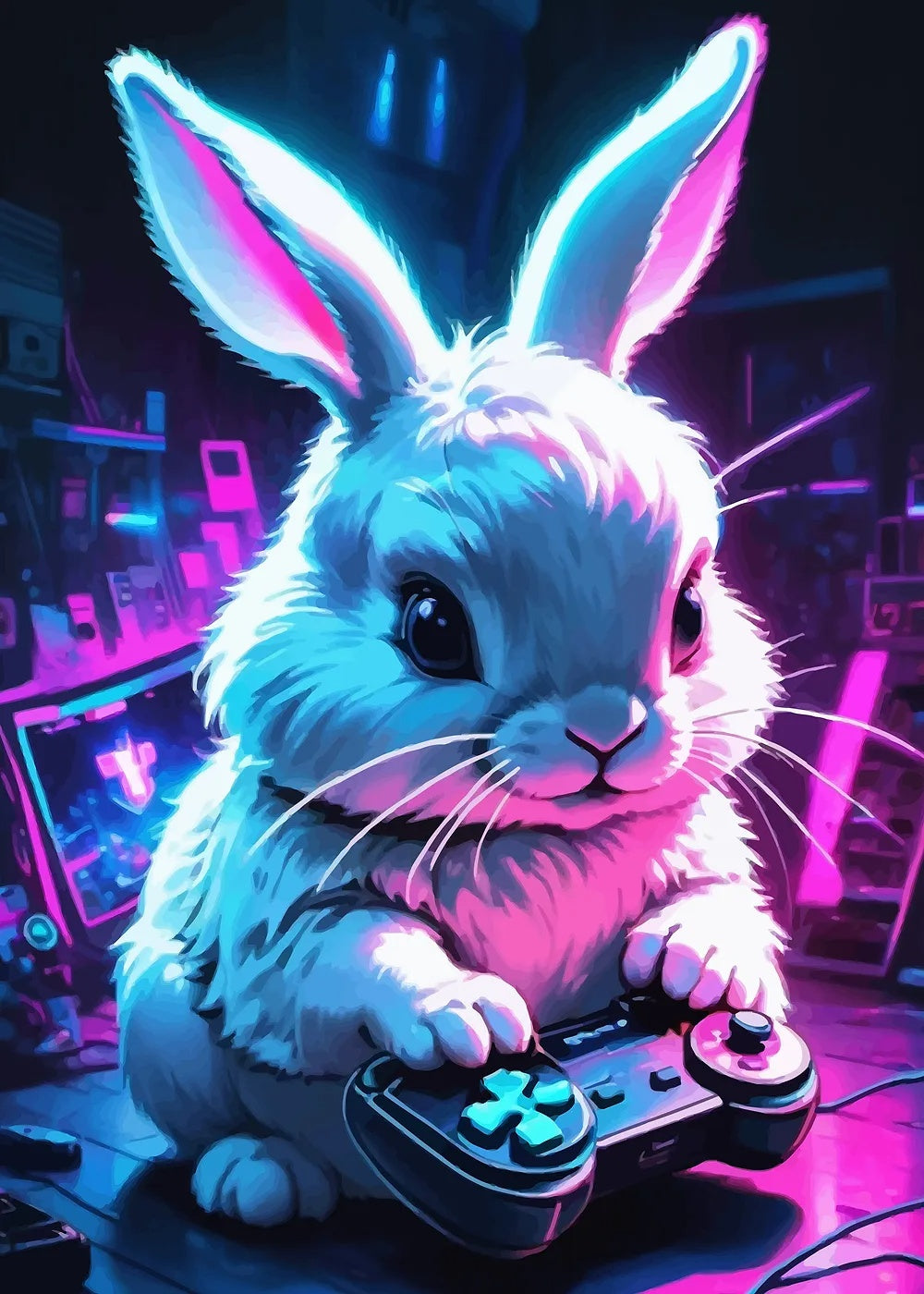 Gamer Bunny metal poster artwork