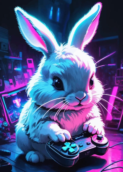 Gamer Bunny metal poster artwork