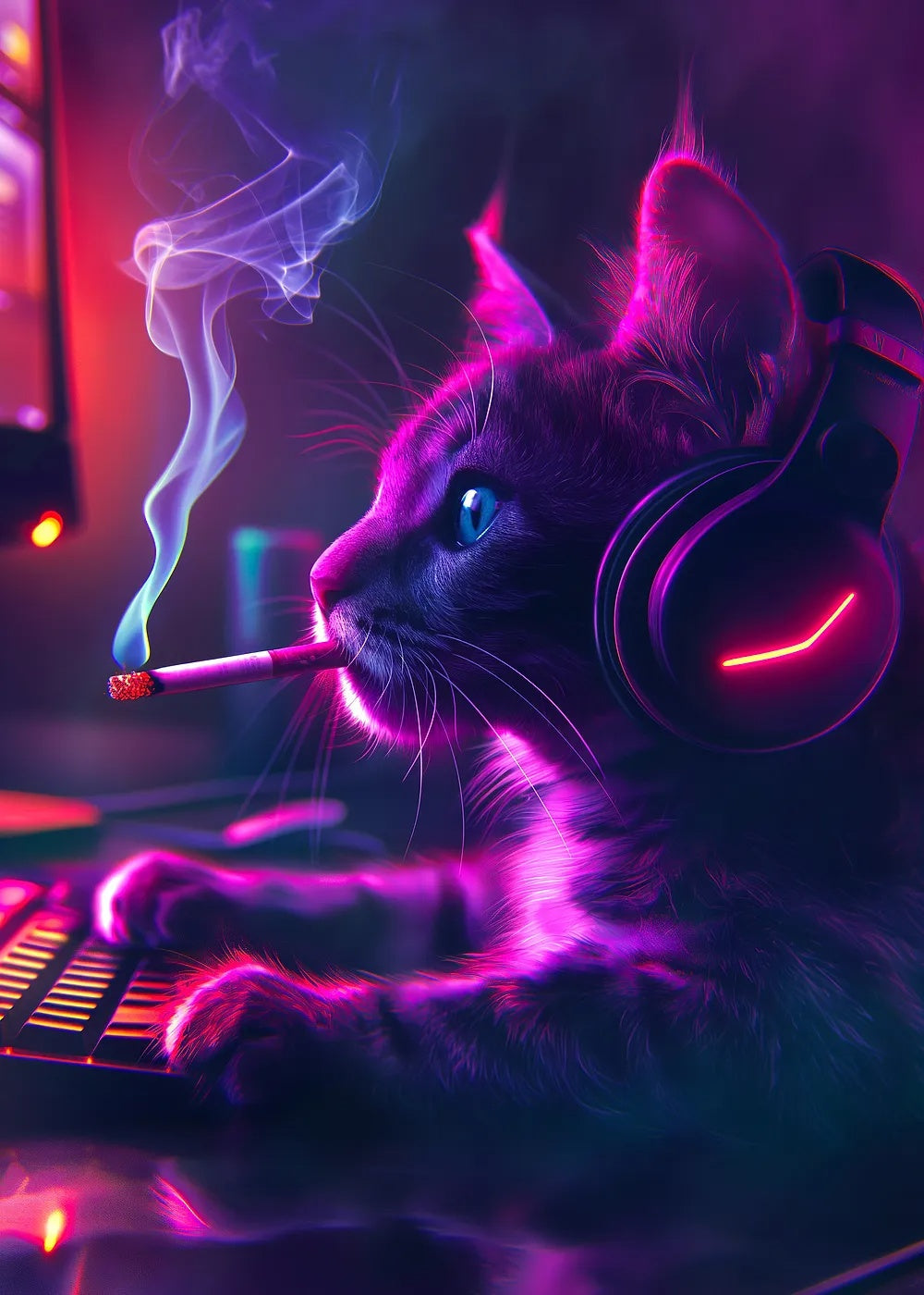 Gamer Cat metal poster artwork
