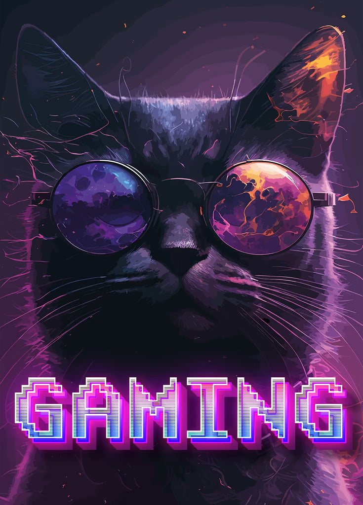 Gaming Cat metal poster artwork