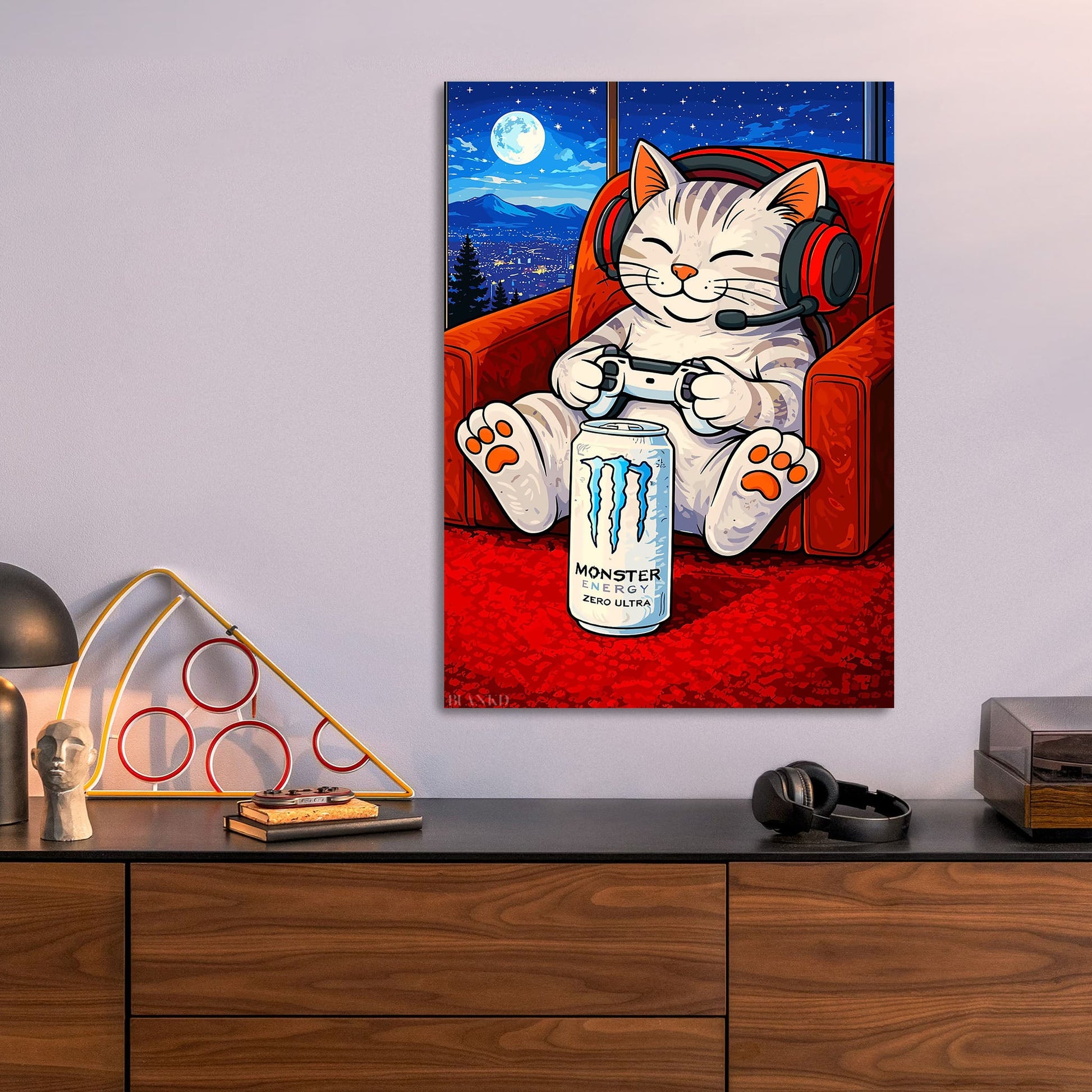 Gaming Cat with Monster Energy Drink