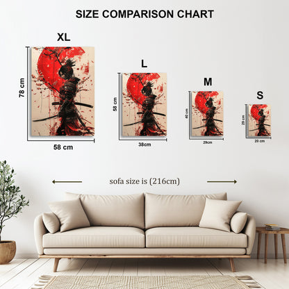 Geisha Samurai metal wall art in styled room setting