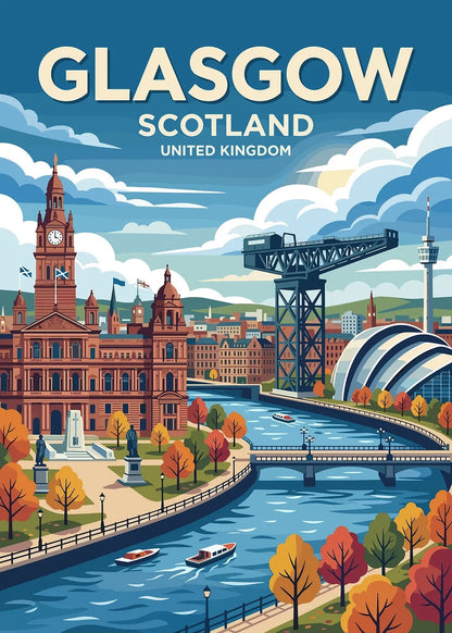Glasgow Scotland Travel Poster metal poster artwork