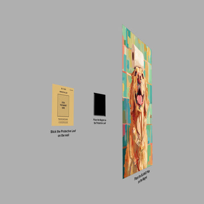 Golden Retriever Toilet Paper Hat metal poster