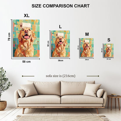 Golden Retriever Toilet Paper Hat metal poster