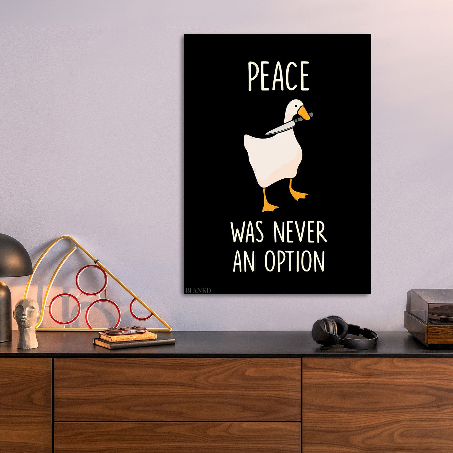 Untitled Goose metal poster size comparison