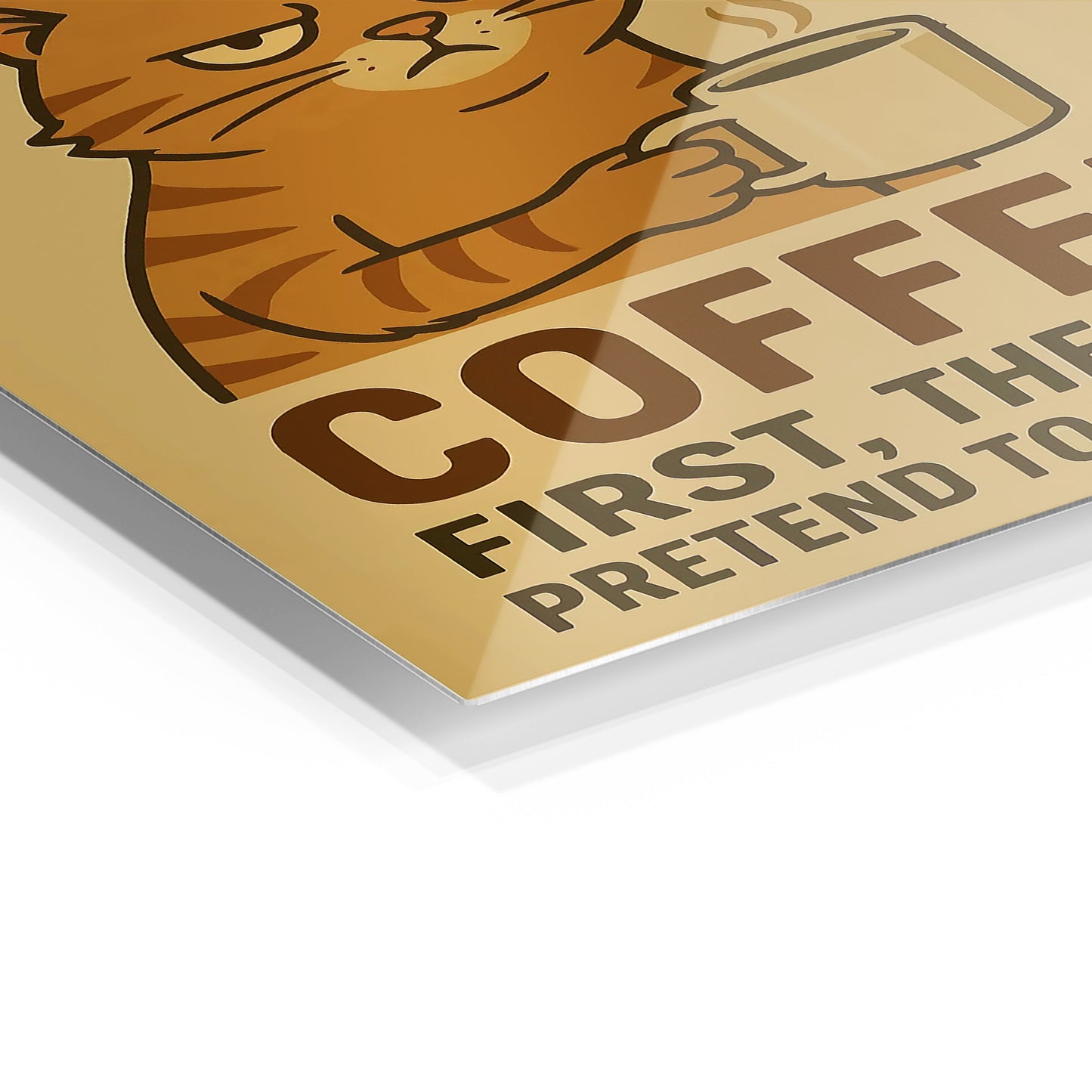 Coffee First metal wall art in a modern interior