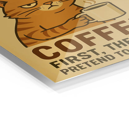 Coffee First metal wall art in a modern interior