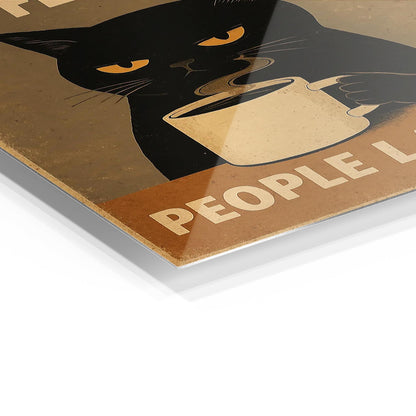 Grumpy Coffee Loving Cat metal poster