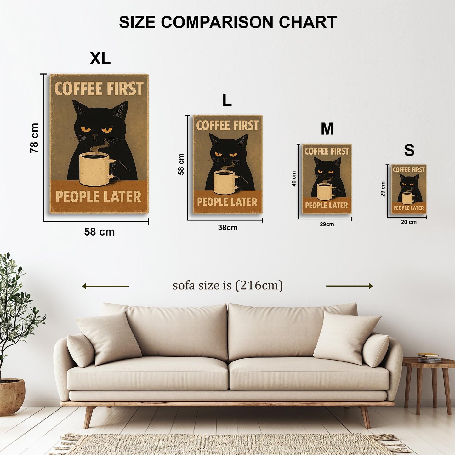 Grumpy Coffee Loving Cat metal poster