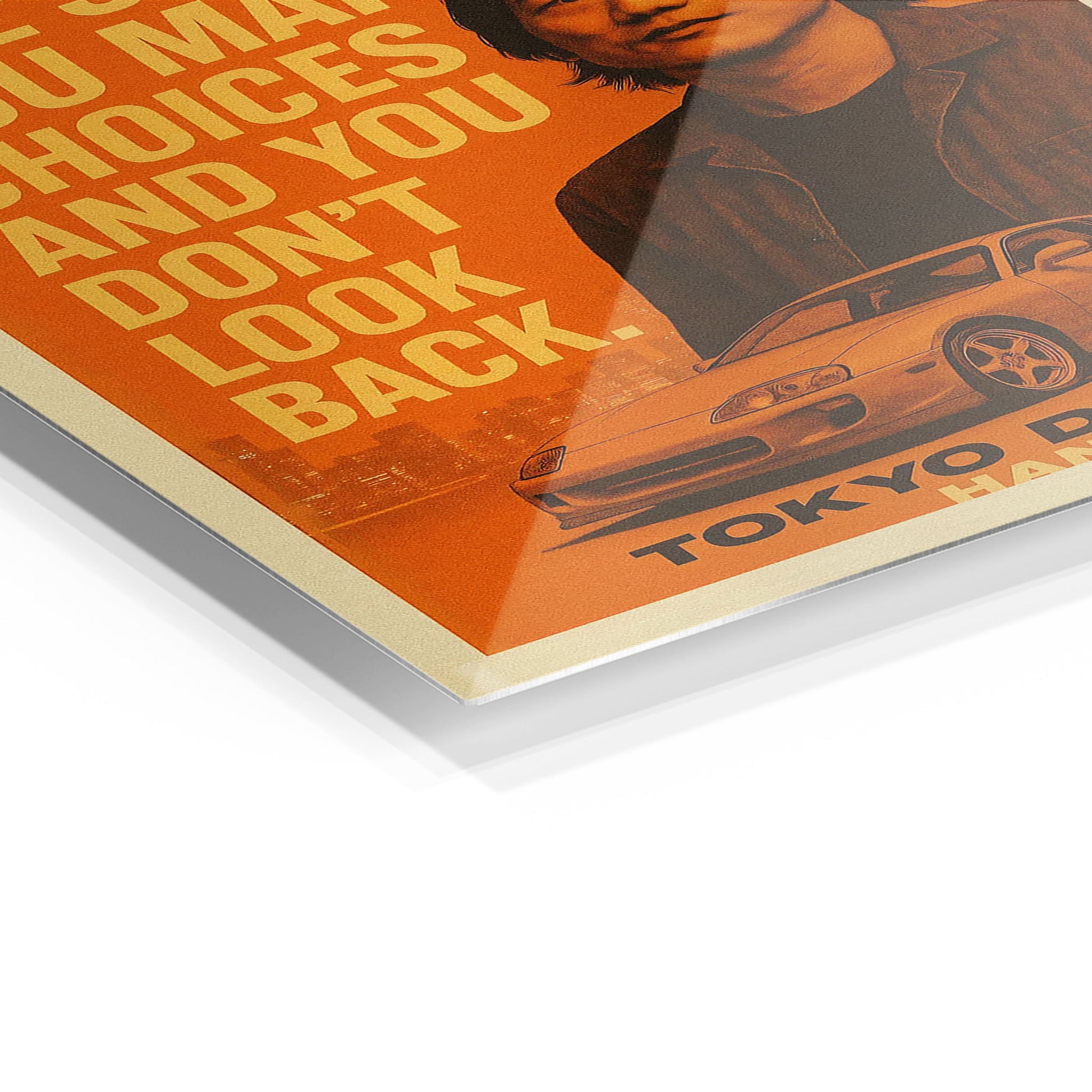 Han Tokyo Drift metal wall art in a modern interior