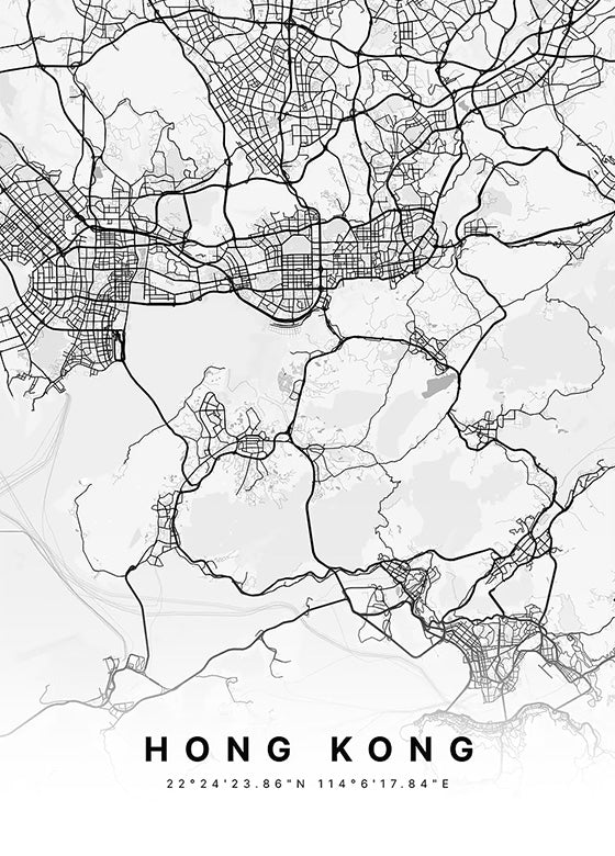 Hong Kong City Map metal poster artwork