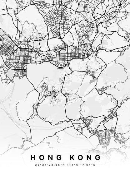 Hong Kong City Map metal poster artwork