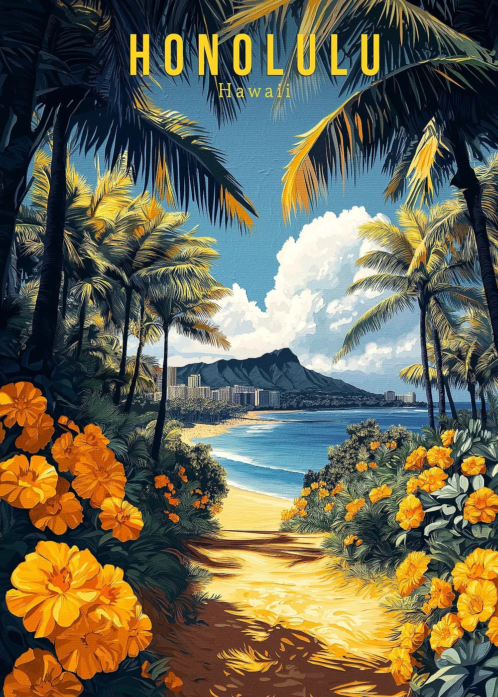 Honolulu, Hawaii metal poster artwork