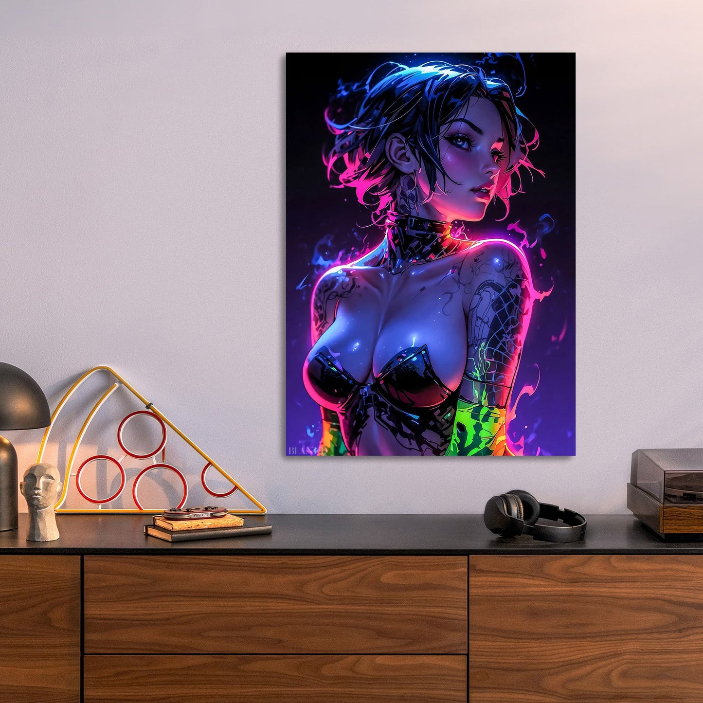 Goth Manga Girl metal poster size comparison