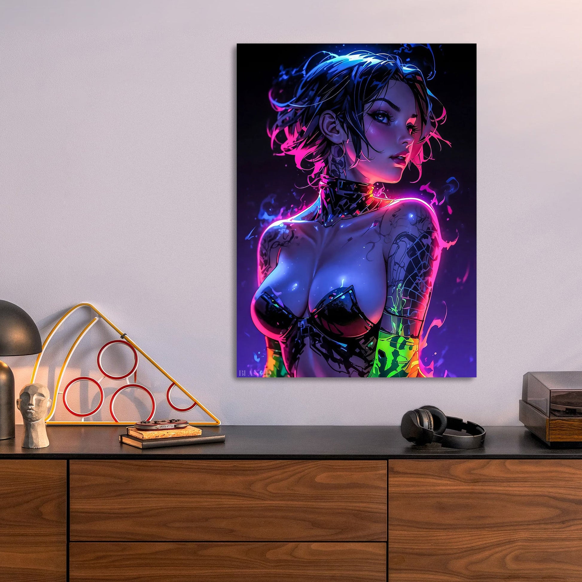 Goth Manga Girl metal poster size comparison