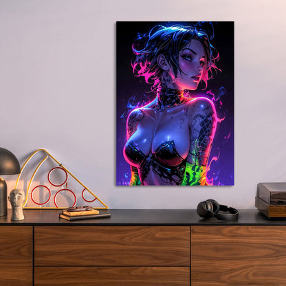 Goth Manga Girl metal poster size comparison