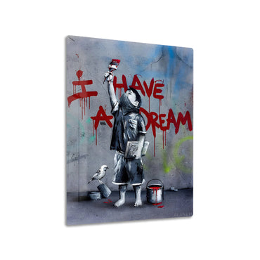 I Have A Dream metal poster on living room wall