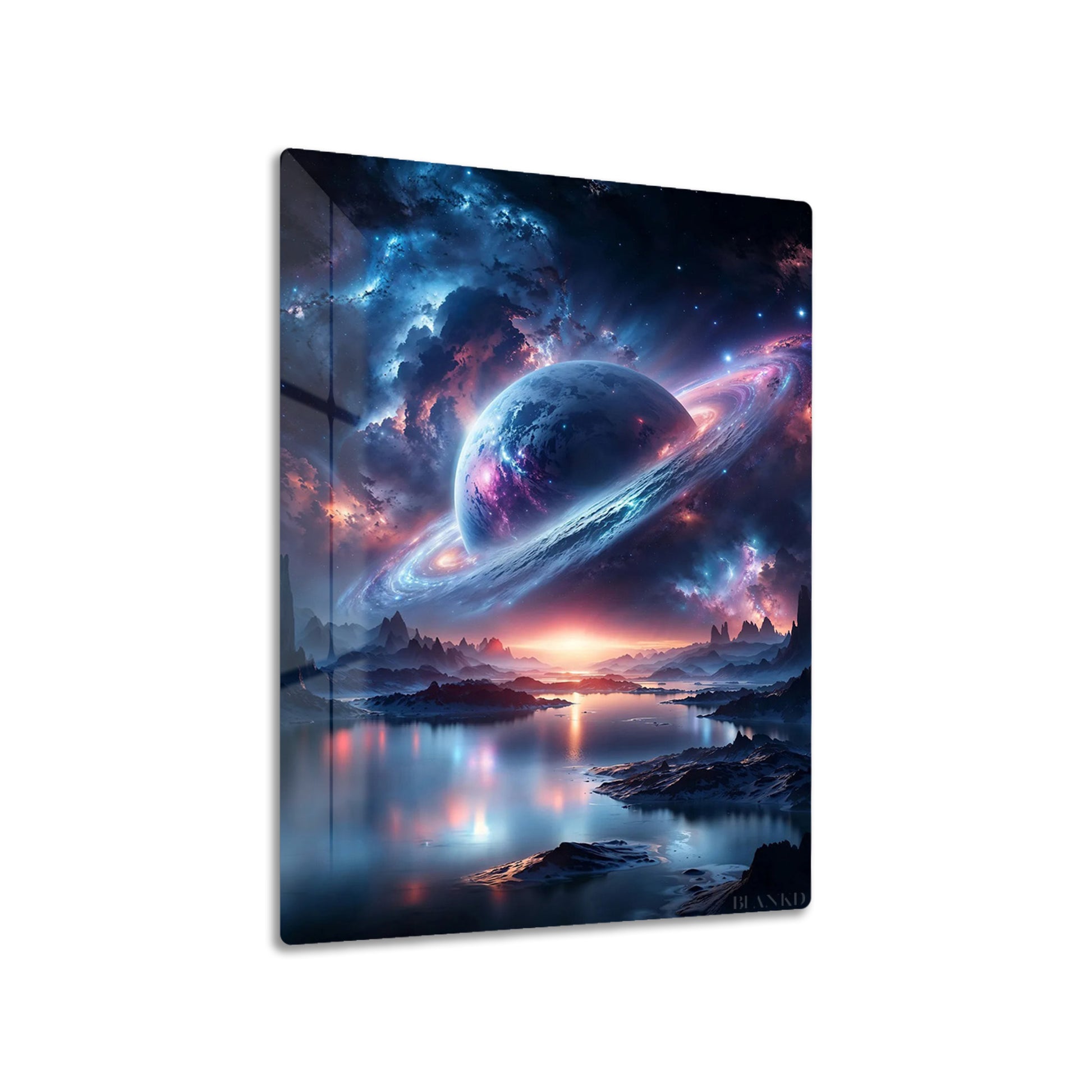 Interstellar Dreamscape metal poster on living room wall