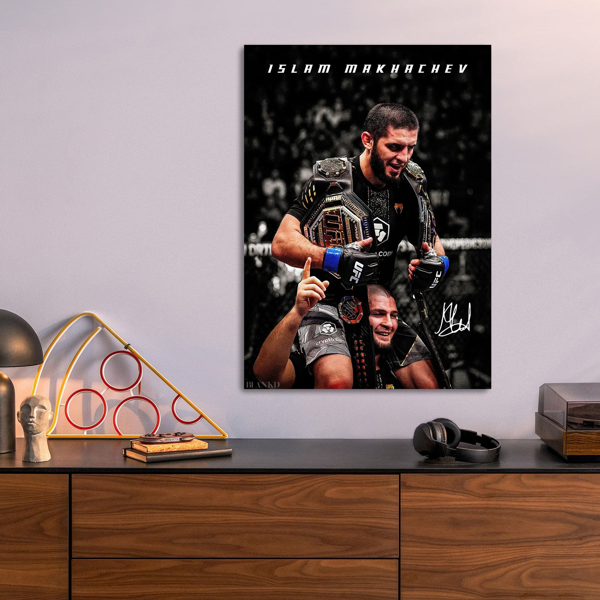 Islam Makhachev and Khabib Nurmagomedov MMA metal wall art