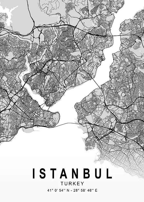 Istanbul City Map metal poster artwork