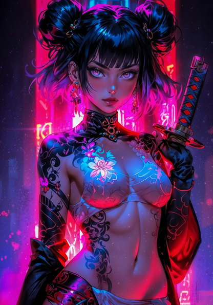 Japanese Ninja Girl metal poster artwork