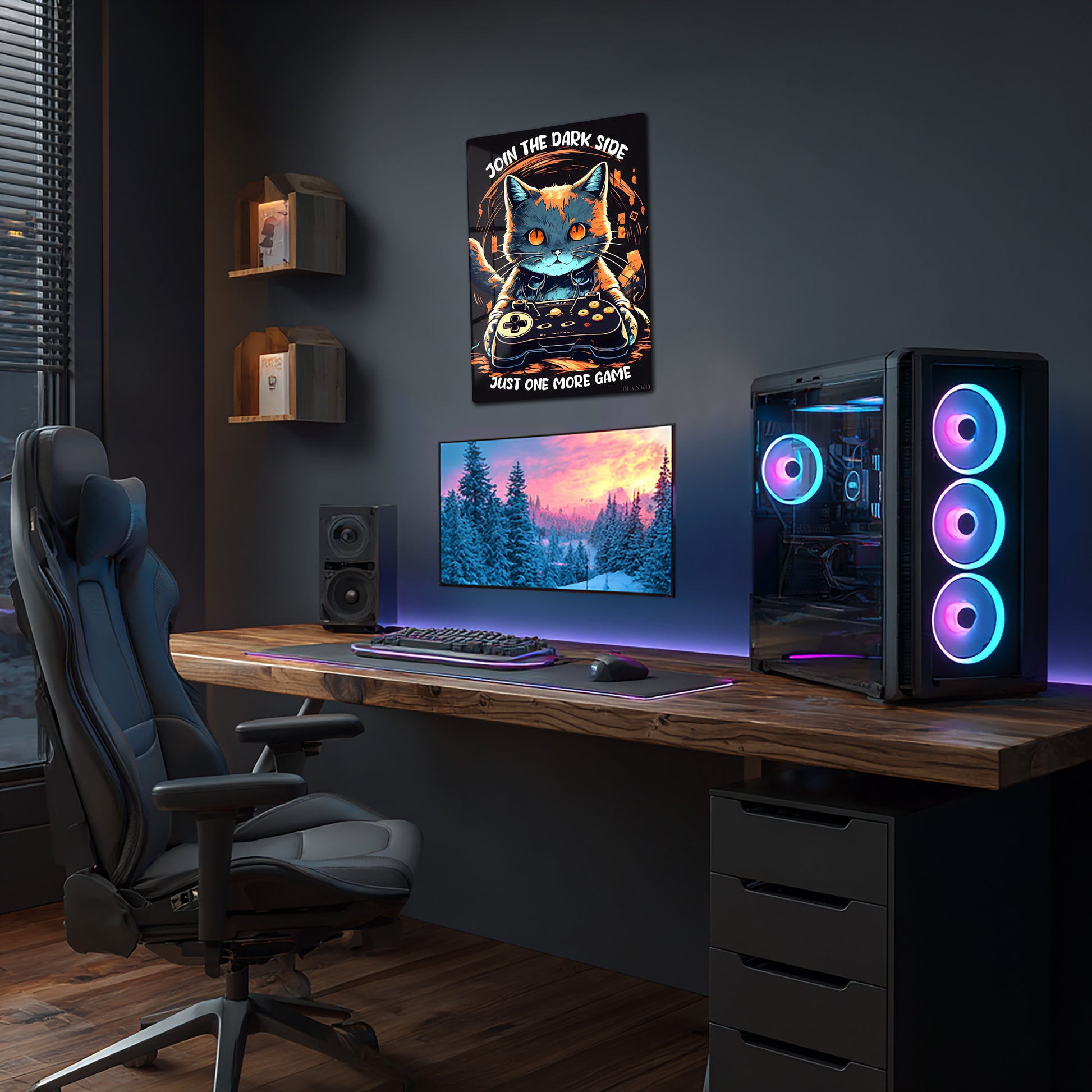 Just One More Game metal print magnetic mounting detail