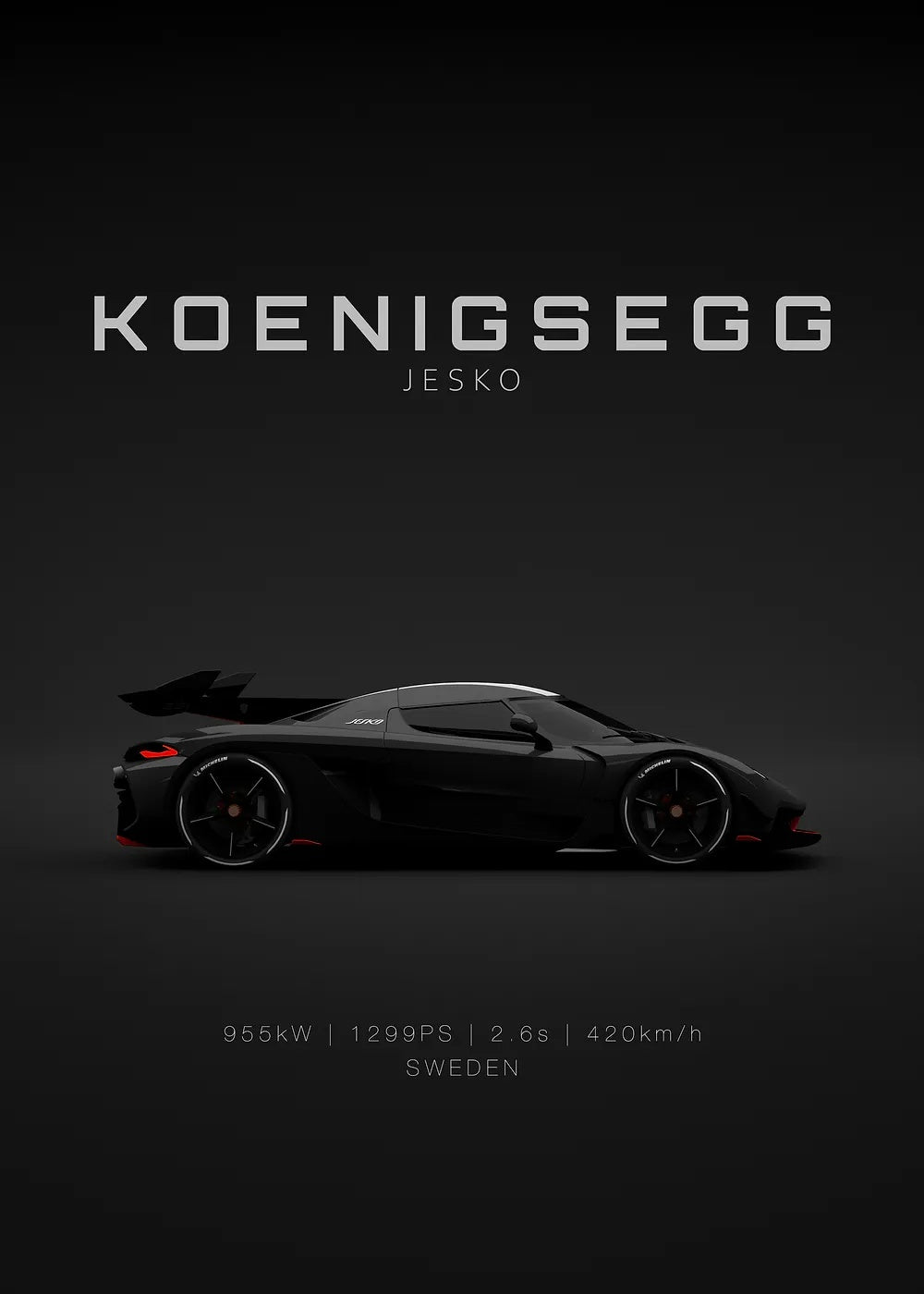 Koenigsegg Jesko Black metal poster artwork