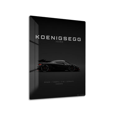Koenigsegg Jesko Black metal poster on living room wall