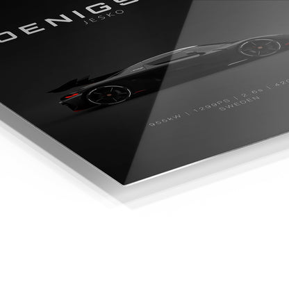 Koenigsegg Jesko Black metal wall art in a modern interior